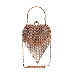 Sheeny Heart Shape Tassel Evening Clutch Bag (Size 15x16 Cm) - Pink