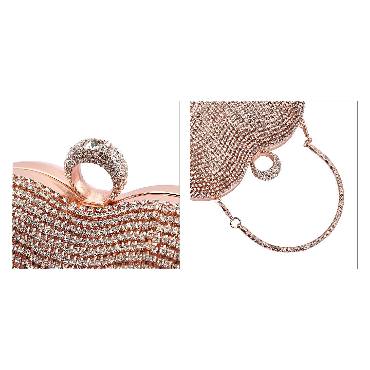 Sheeny Heart Shape Tassel Evening Clutch Bag (Size 15x16 Cm) - Pink