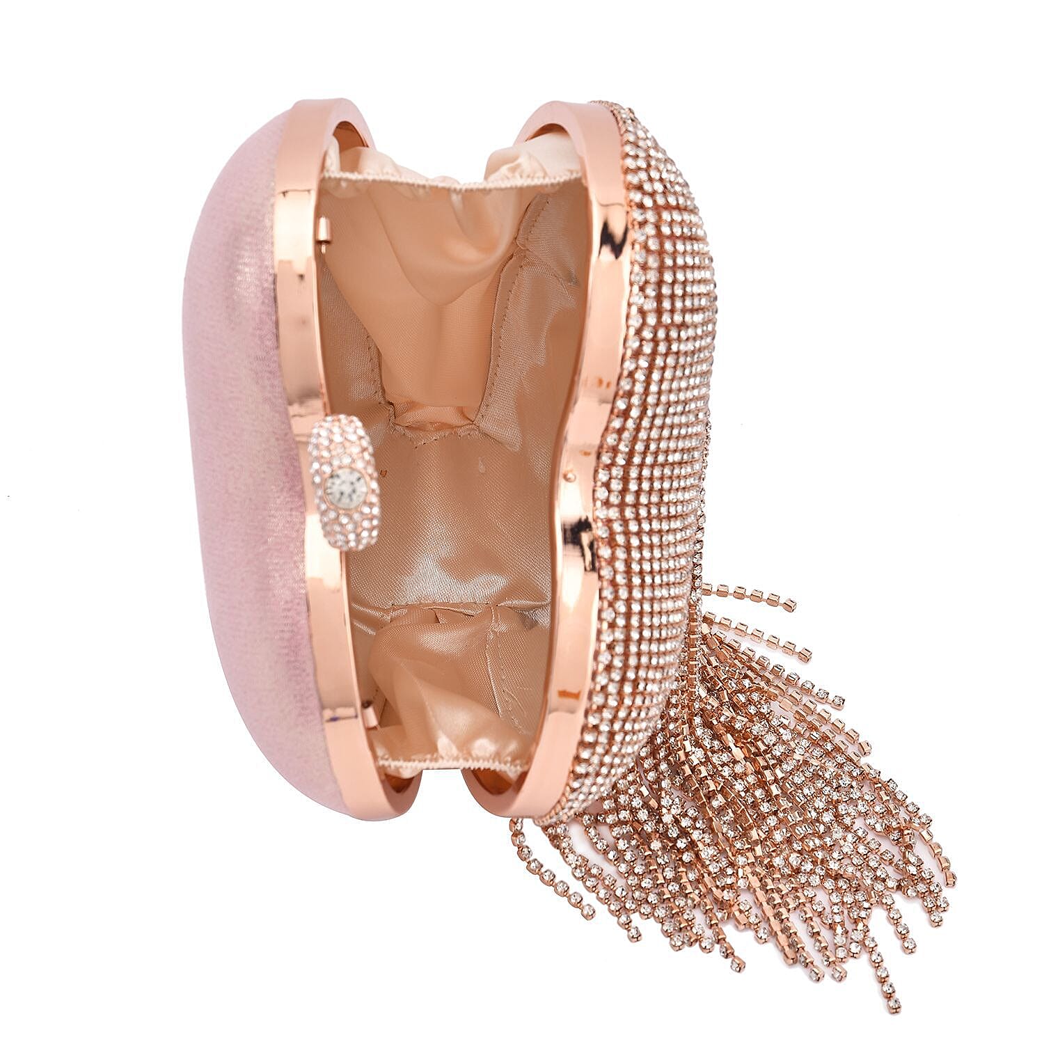 Sheeny Heart Shape Tassel Evening Clutch Bag (Size 15x16 Cm) - Pink