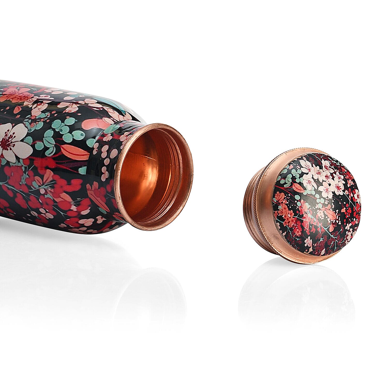Floral Print 100% Leak Proof Copper Bottle 900ml - Floral