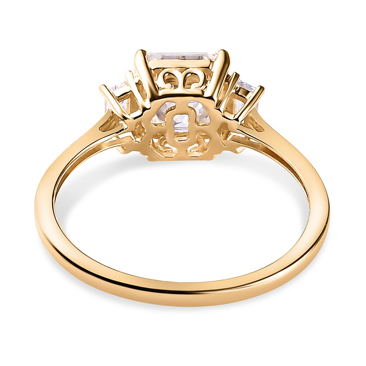 9K Yellow Gold Moissanite (Asscher Cut) Ring 1.91 Ct.