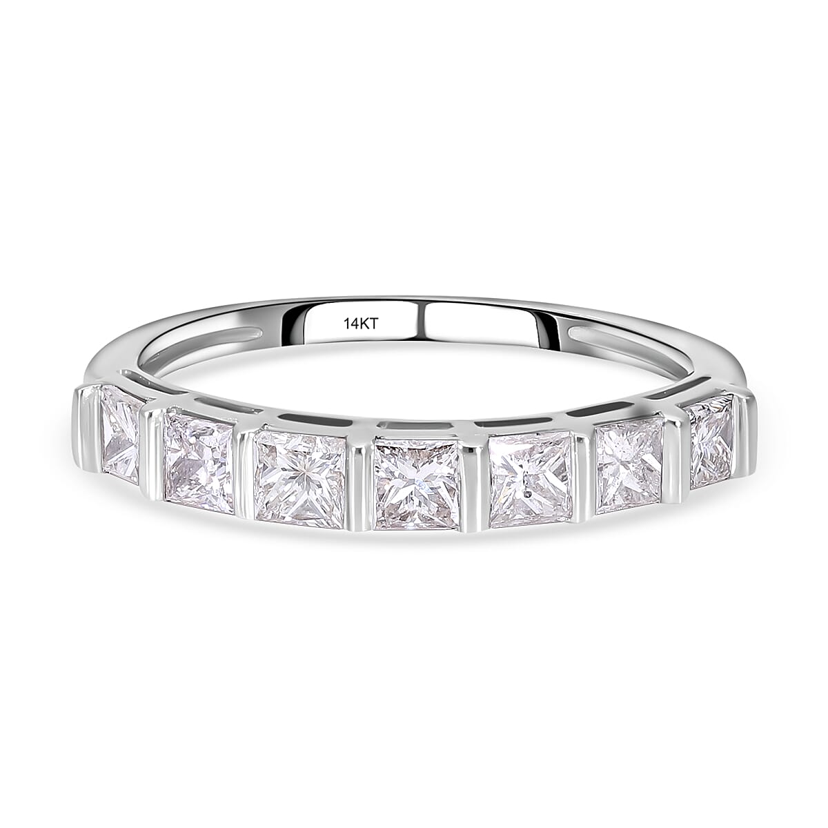 NY Close Out Deal- 14K White Gold Diamond (I1-I2-G-H) Half Eternity Ring 1.00 Ct.