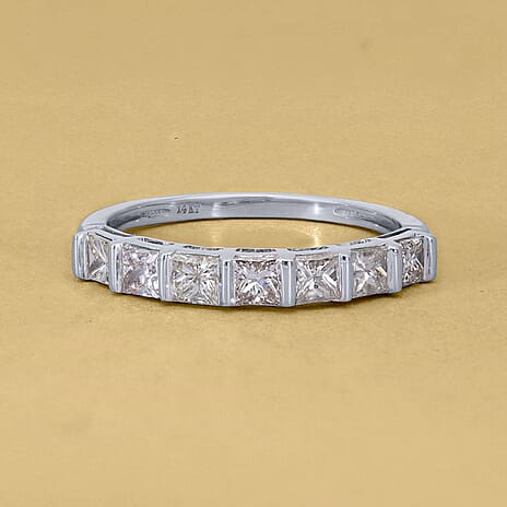 NY Close Out Deal- 14K White Gold Diamond (I1-I2-G-H) Half Eternity Ring 1.00 Ct.