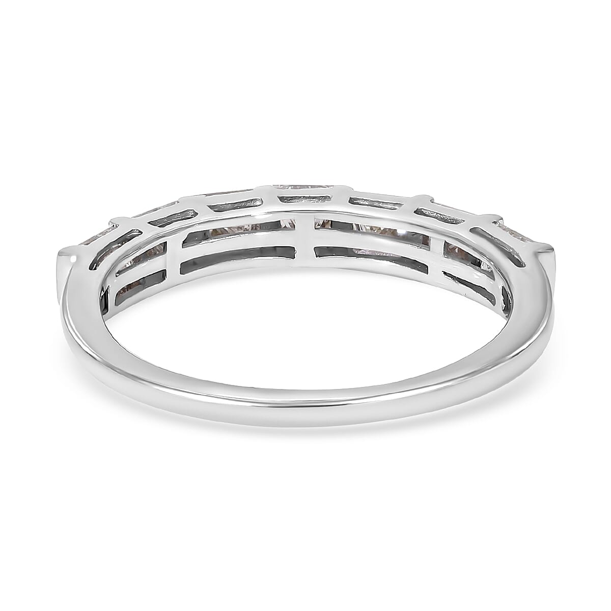 NY Close Out Deal- 14K White Gold Diamond (I1-I2-G-H) Half Eternity Ring 1.00 Ct.