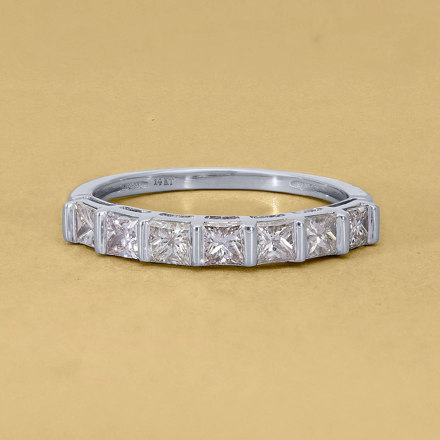 NY Close Out Deal- 14K White Gold Diamond (I1-I2-G-H) Half Eternity Ring 1.00 Ct.