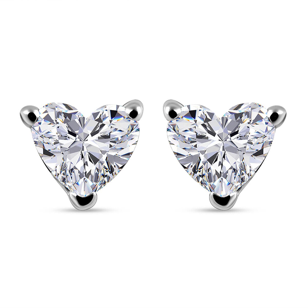 RHAPSODY 950 Platinum IGI Certified Diamond (VS-E-F) Heart Stud Earrings With Screw Back 0.25 Ct.