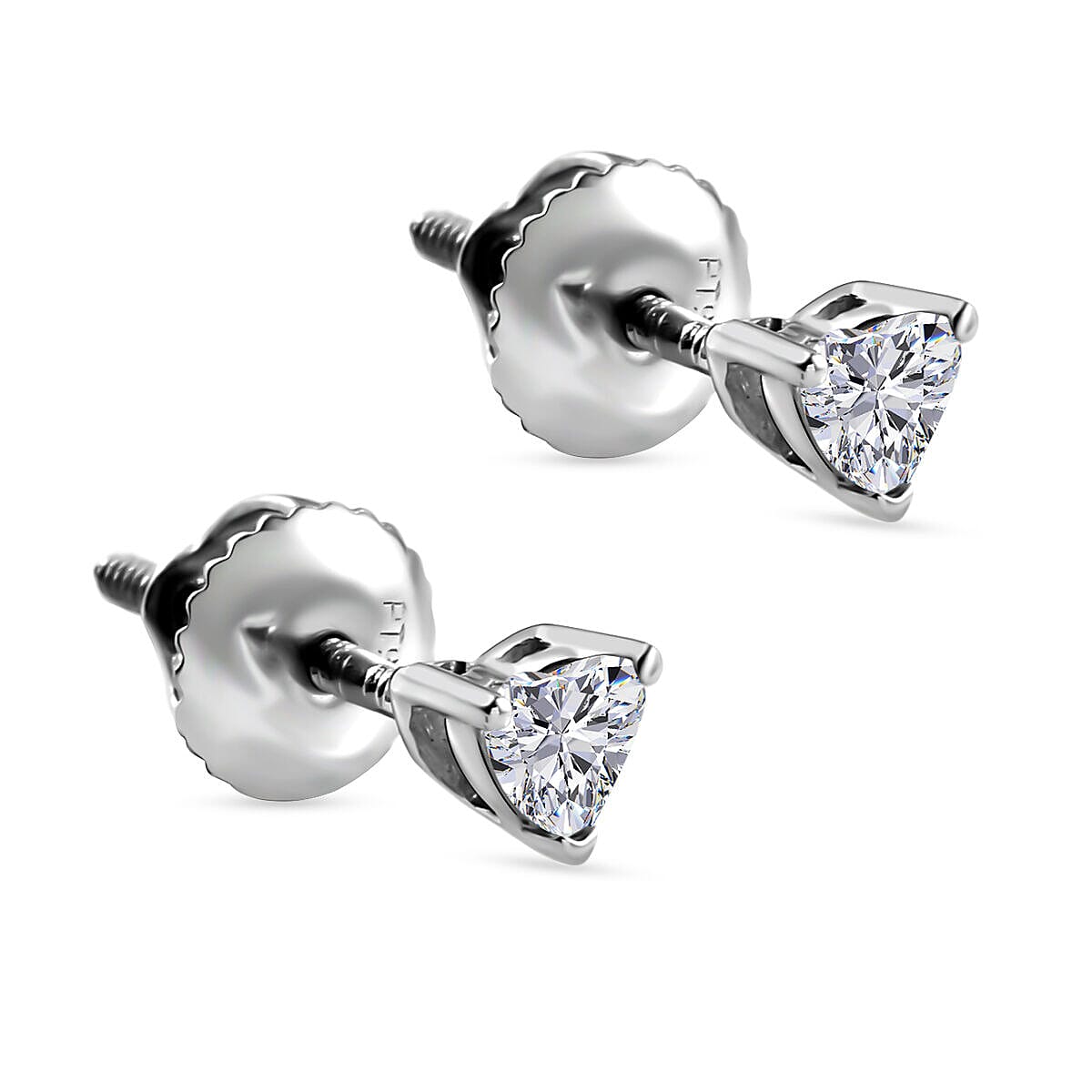 RHAPSODY 950 Platinum IGI Certified Diamond (VS-E-F) Heart Stud Earrings With Screw Back 0.25 Ct.