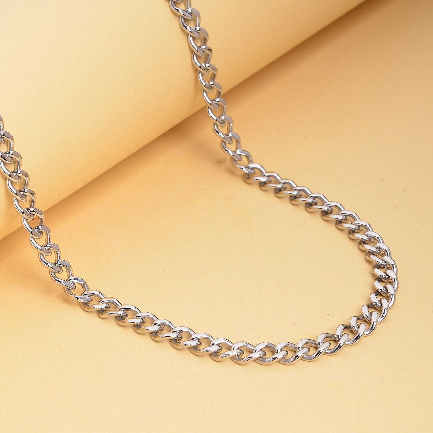 Cuban Link Curb Chain (Size - 18) With Lobster Clasp in Stainless Steel
