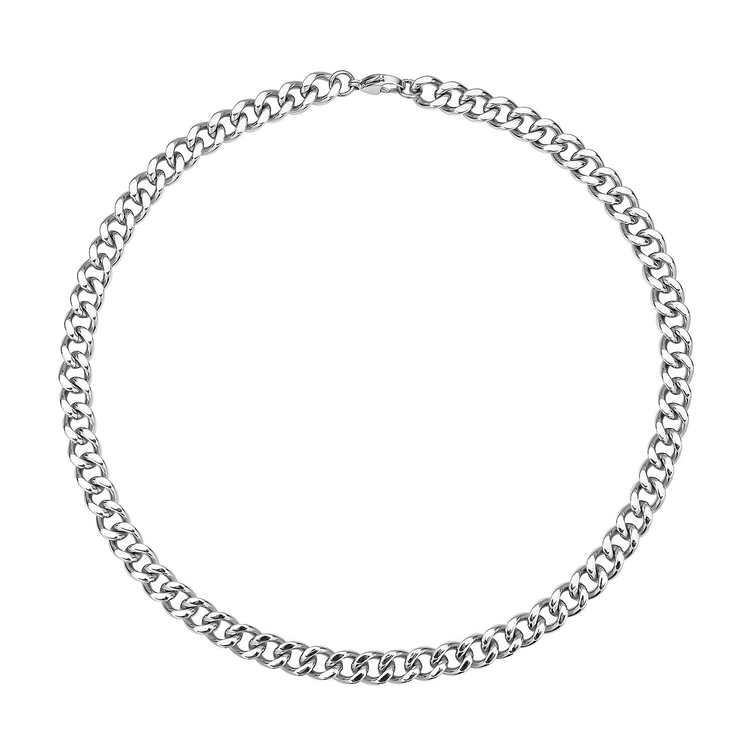 Cuban Link Curb Chain (Size - 18) with Lobster Clasp in Stainless Steel