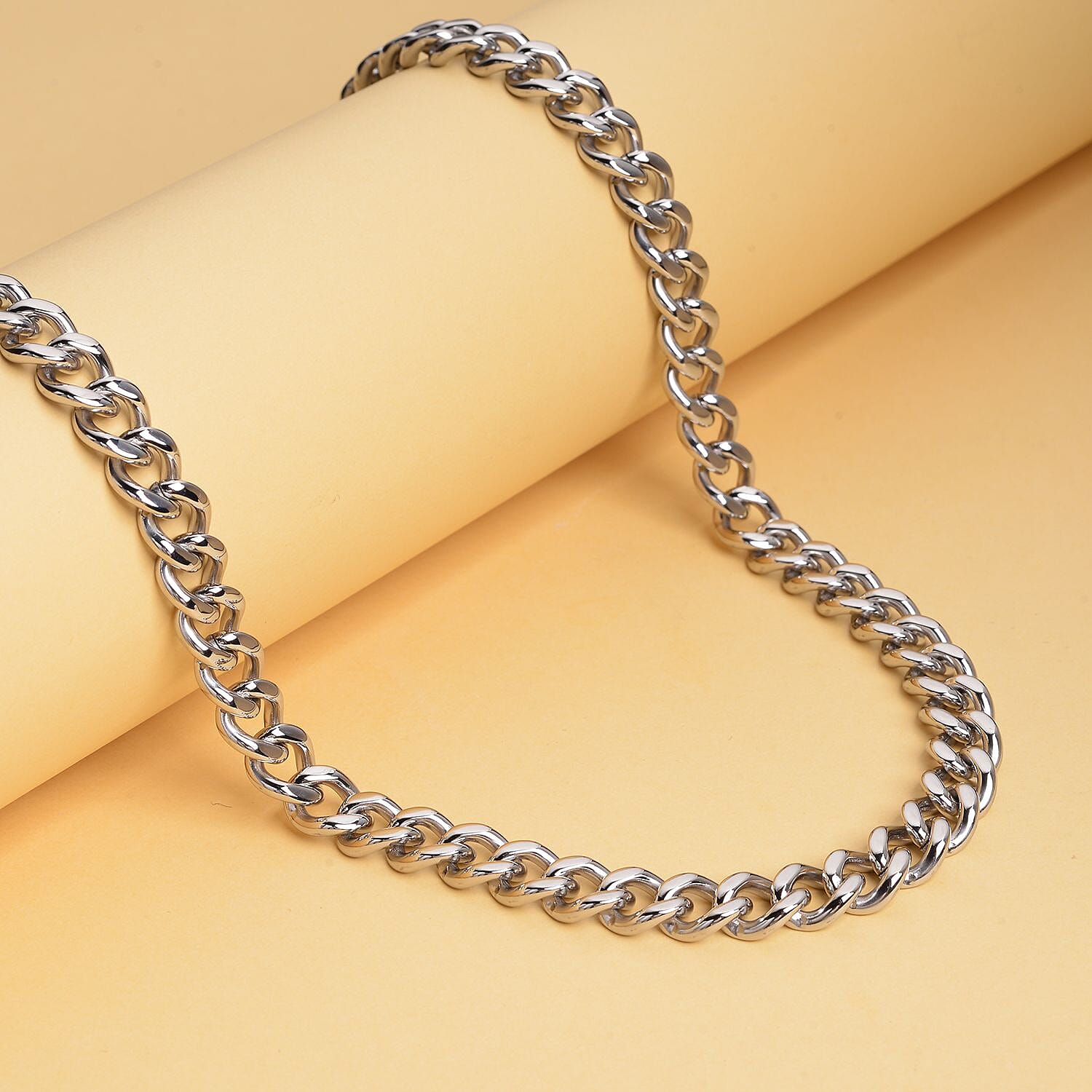 Cuban Link Curb Chain (Size - 18) with Lobster Clasp in Stainless Steel