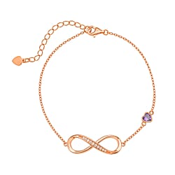 Purple Cubic Zirconia ,White Cubic Zirconia Bracelet (Size - 7.5 With 1.5 Inch Extender) in Vermeil RG Sterling Silver.