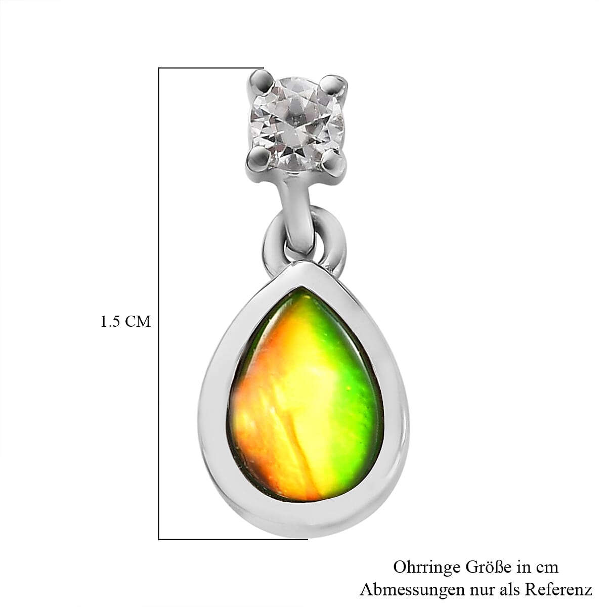 Ammolite & Natural Zircon Earrings in Platinum Overlay Sterling Silver 1.42 Ct.