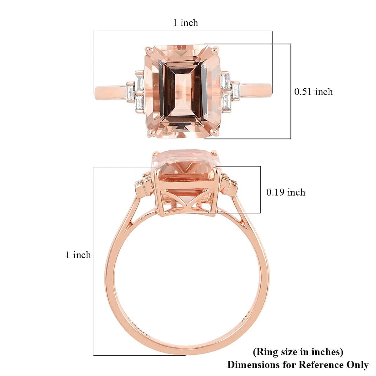 14K Rose Gold  AAA   Morganite ,  White Diamond  I1 Ring 4.00 ct,  Gold Wt. 2.43 Gms  4.000  Ct.