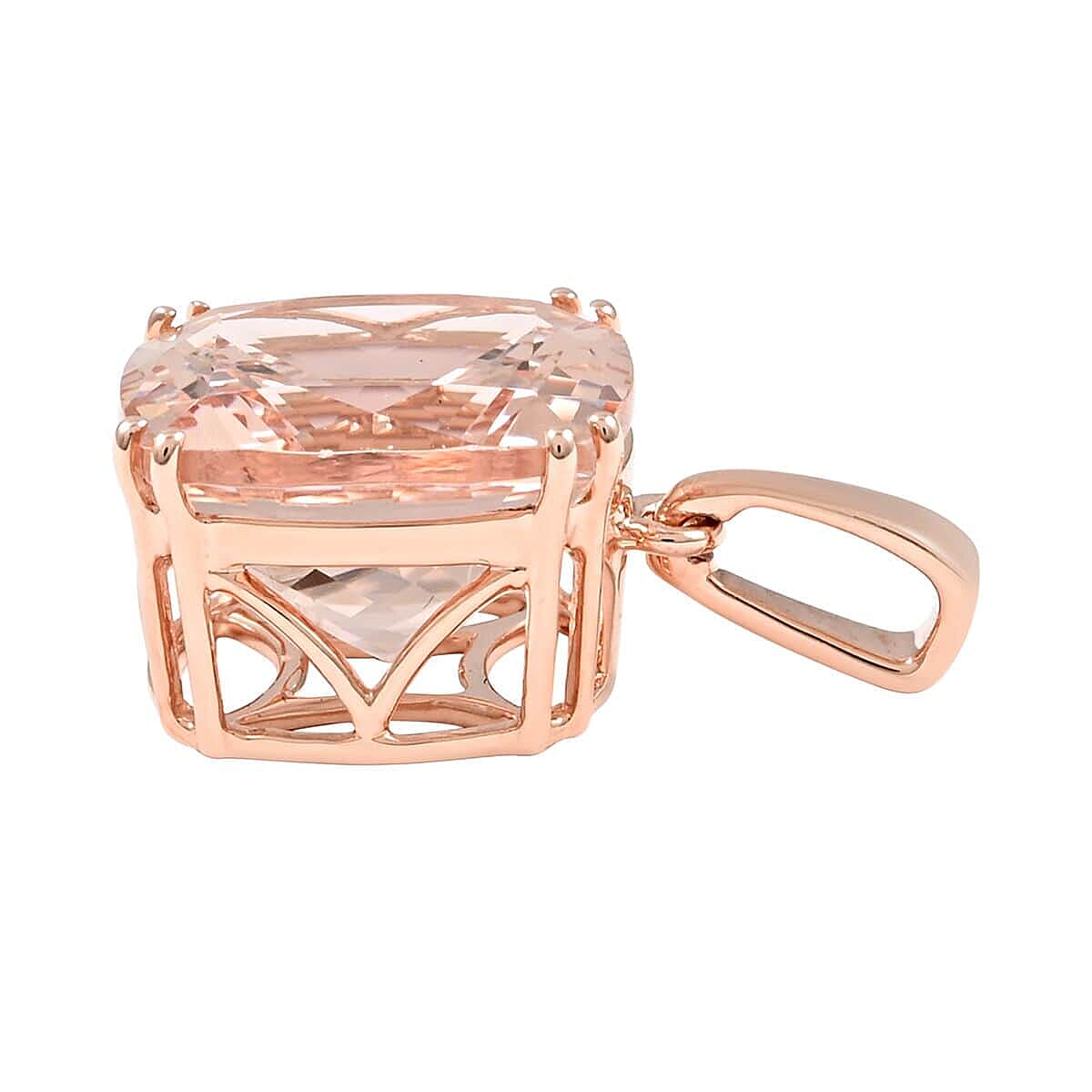 14K Rose Gold  AAA   Morganite  Pendant 5.05 ct,  Gold Wt. 1.22 Gms  5.050  Ct.