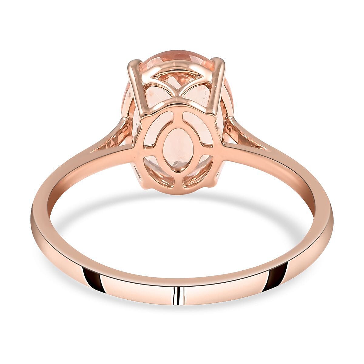 LUXORO - Certified and Appraised 14K Rose Gold AAA Solitaire Morganite Ring 3.35 Ct