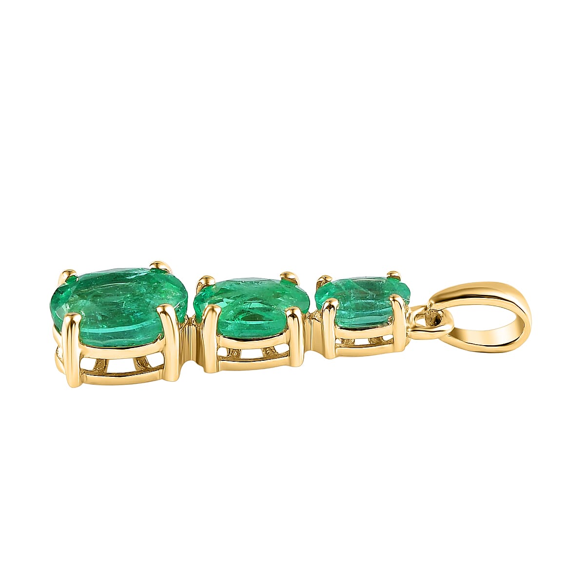 9K Yellow Gold AA Emerald Pendant 1.38 Ct.