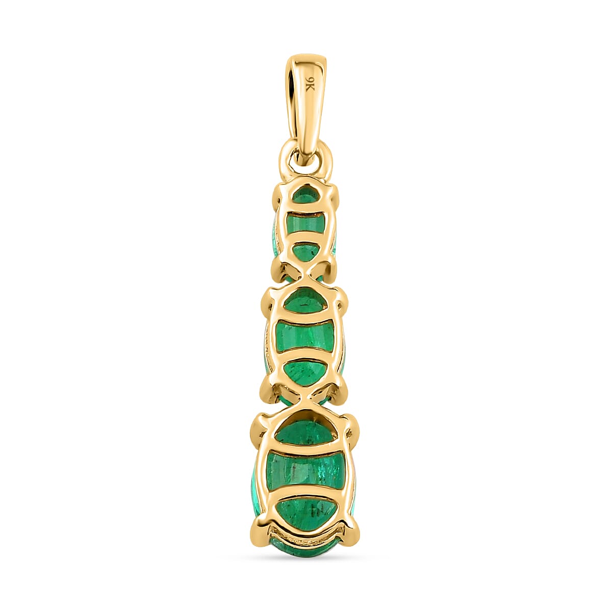 9K Yellow Gold AA Emerald Pendant 1.38 Ct.