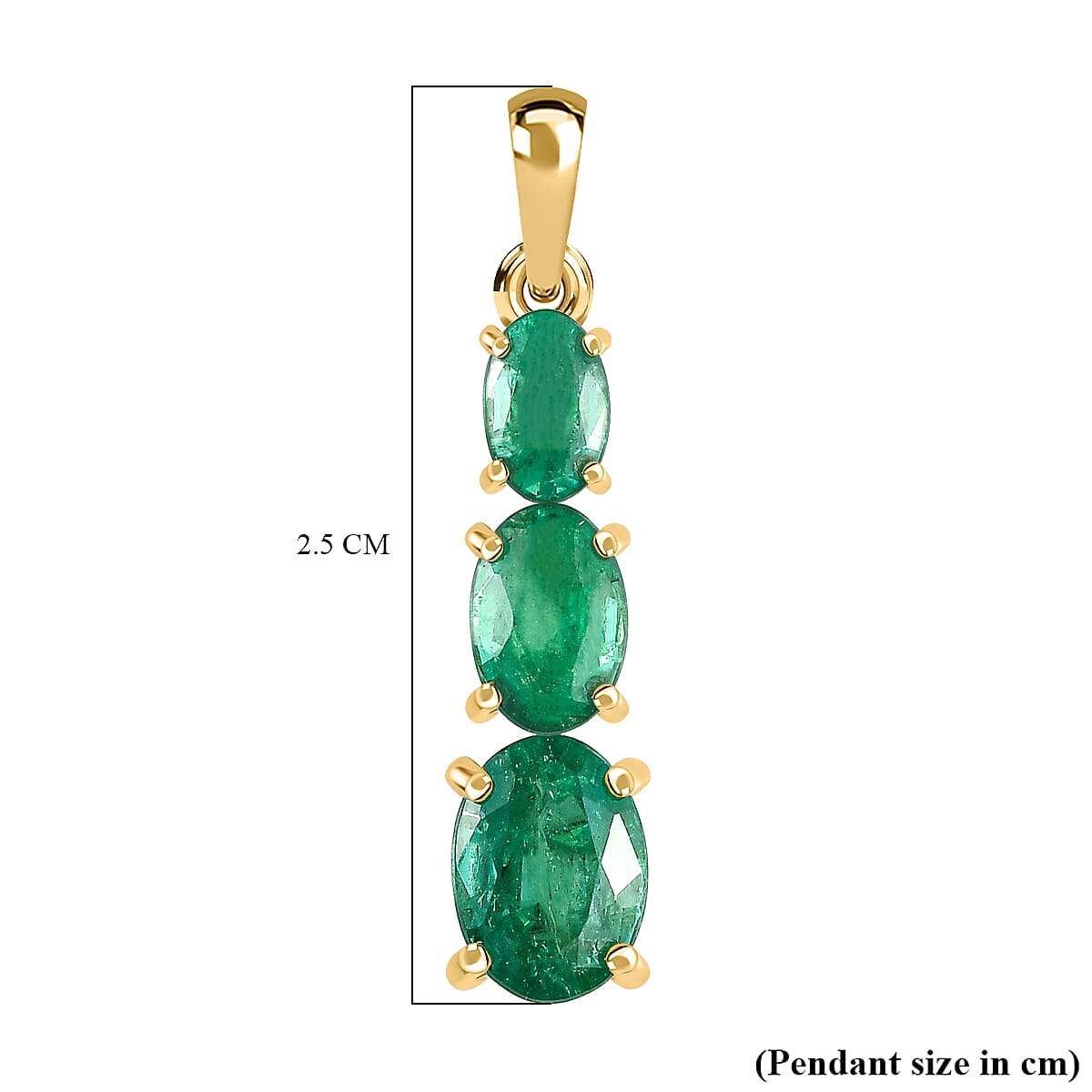 9K Yellow Gold AA Emerald Pendant 1.38 Ct.