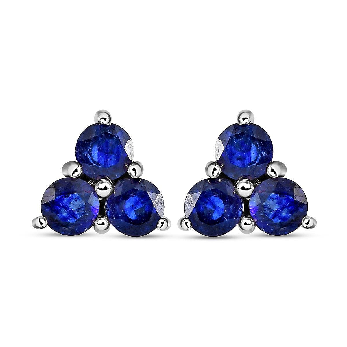 9K White Gold AA Fissure Filled Ruby Trilogy Stud Earring (With Push Back)