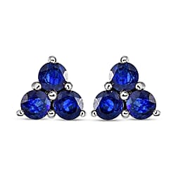 9K White Gold AA Masoala Sapphire Trilogy Earrings with Push Back 1.15 Ct