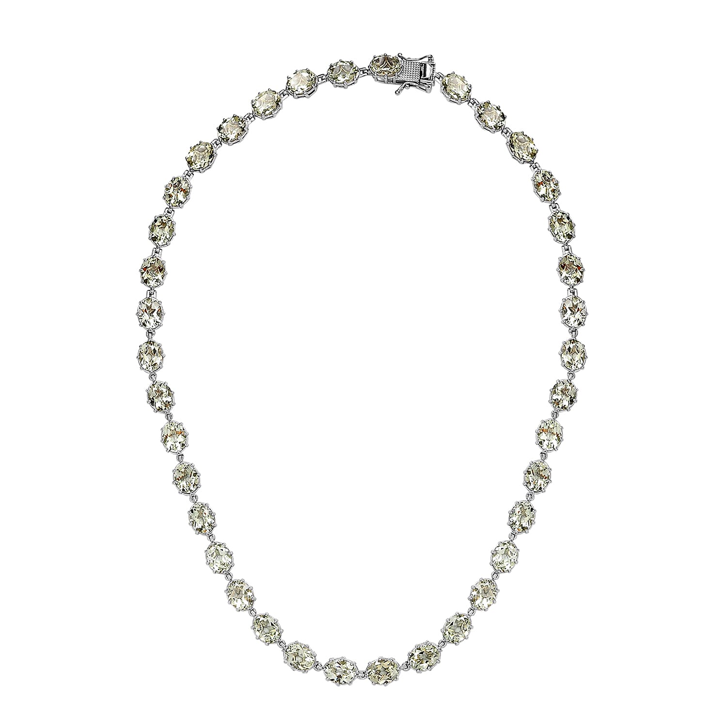Prasiolite  Necklace (Size - 20) in Platinum Overlay Sterling Silver 66.00 Ct, Silver Wt. 29.79 Gms
