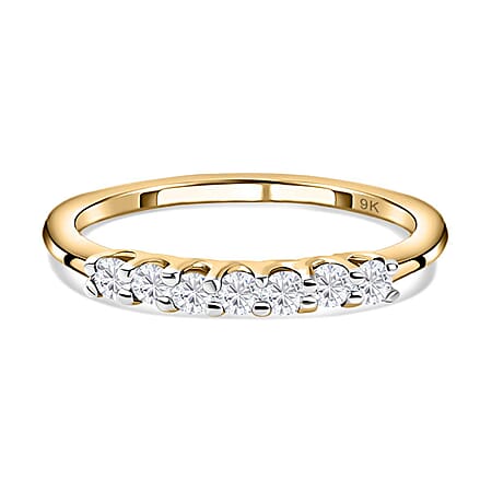 9K Yellow Gold Moissanite Half Eternity Ring