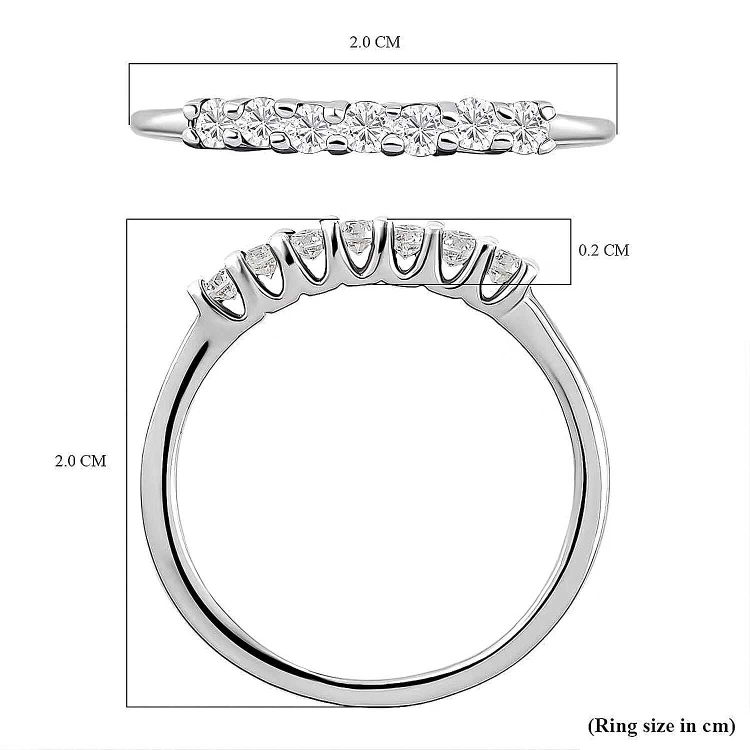 Moissanite 7 Stone Wedding Band Ring in 9K Gold