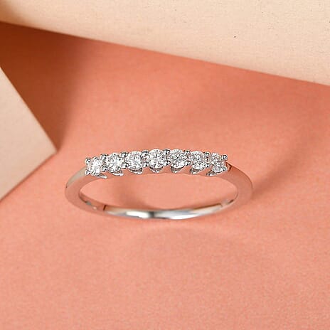 9K White Gold Moissanite Half Eternity Ring