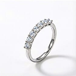 Moissanite 7 Stone Wedding Band Ring in 9K Gold