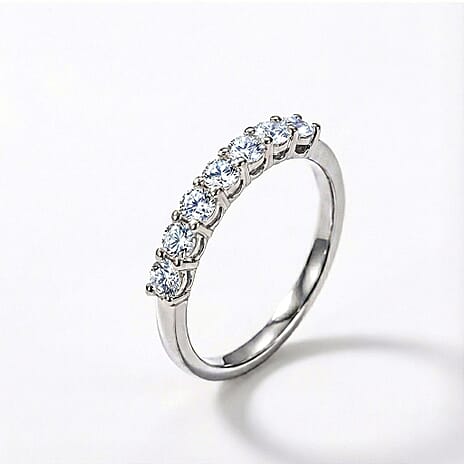 9K White Gold Moissanite Half Eternity Ring