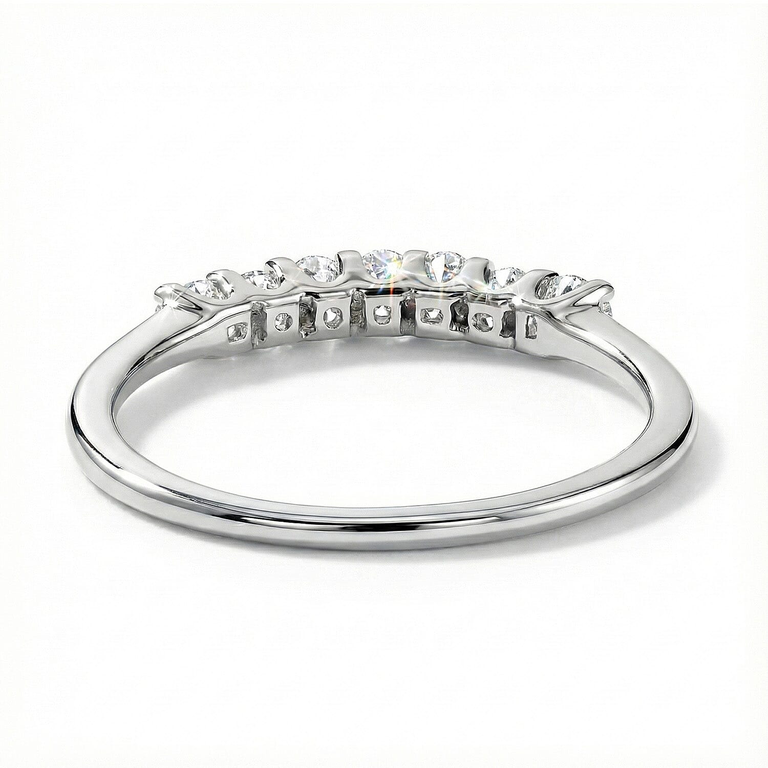 Moissanite 7 Stone Wedding Band Ring in 9K Gold