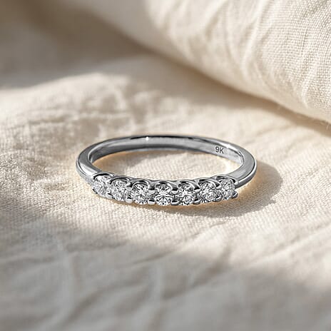 9K White Gold Moissanite Half Eternity Ring