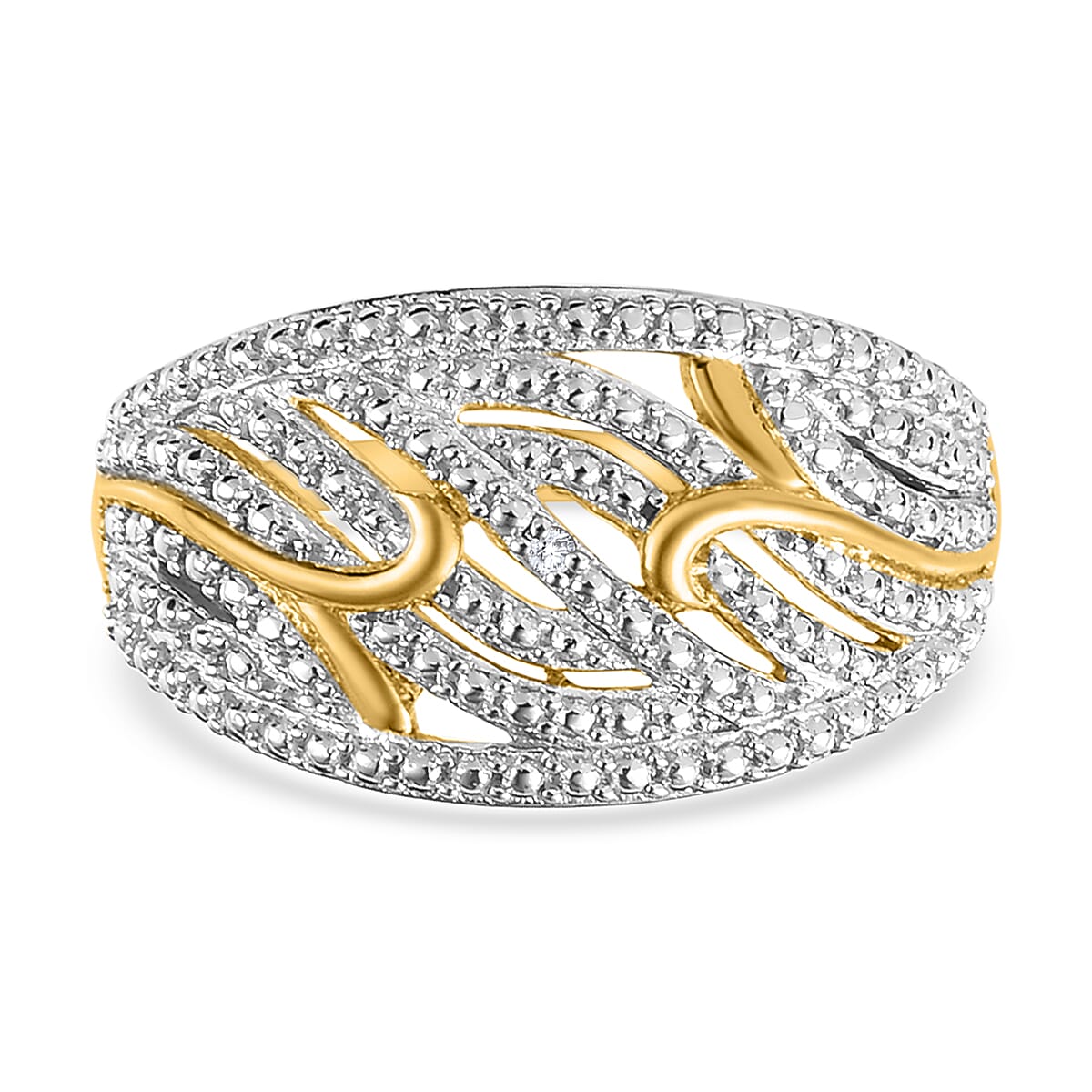 Diamond Cluster Ring in Vermeil Yellow Gold Sterling Silver 0.01 Ct ...