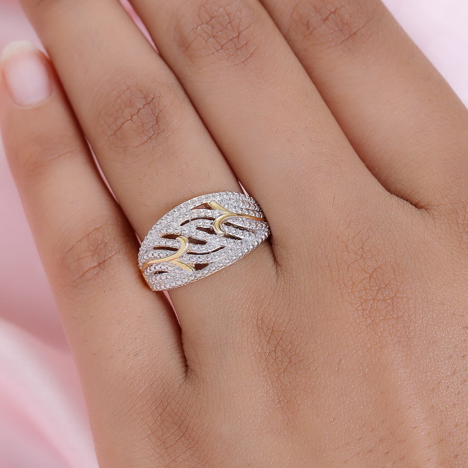 Diamond Cluster Ring in Vermeil Yellow Gold Sterling Silver 0.01 Ct ...
