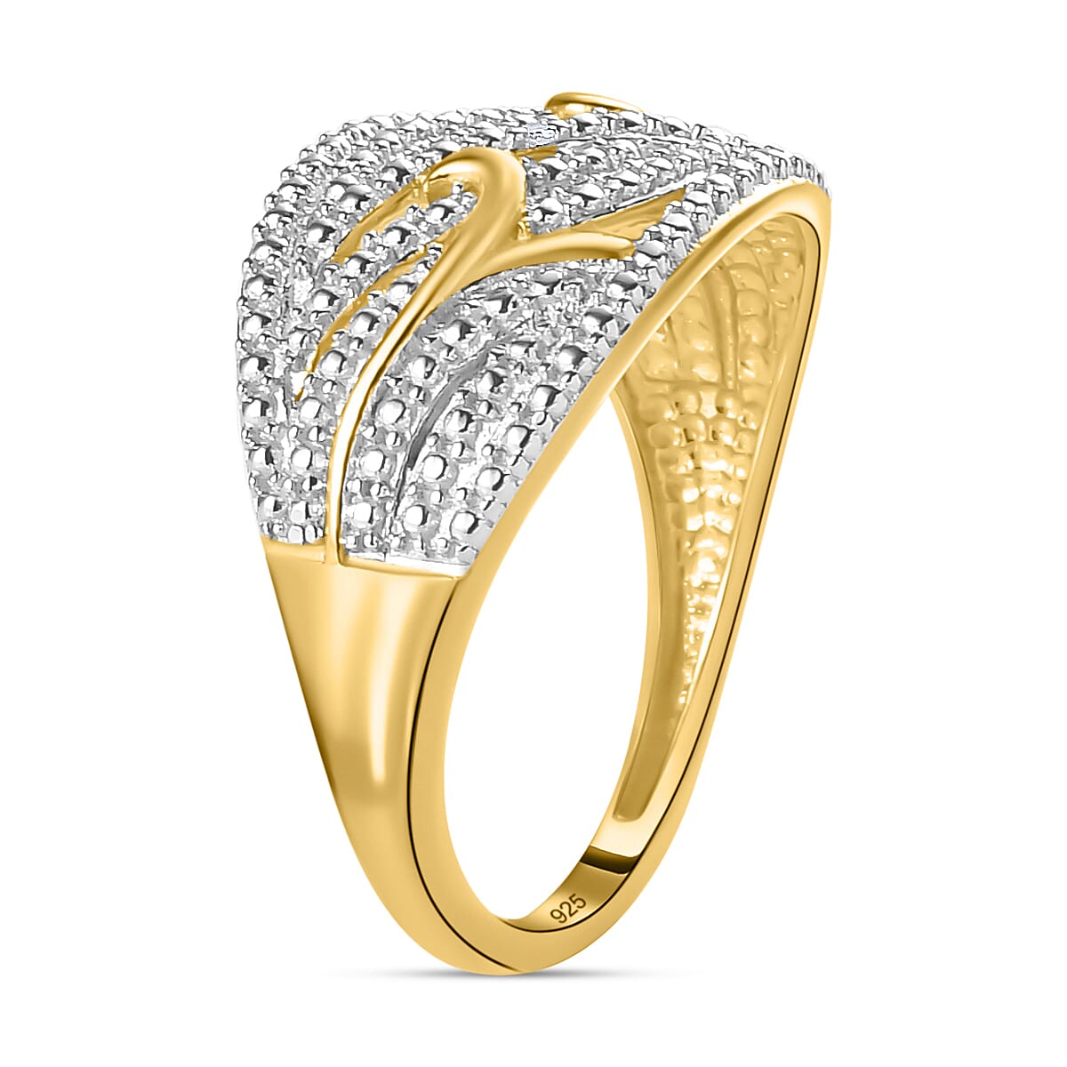 Diamond Cluster Ring in Vermeil Yellow Gold Sterling Silver 0.01 Ct ...