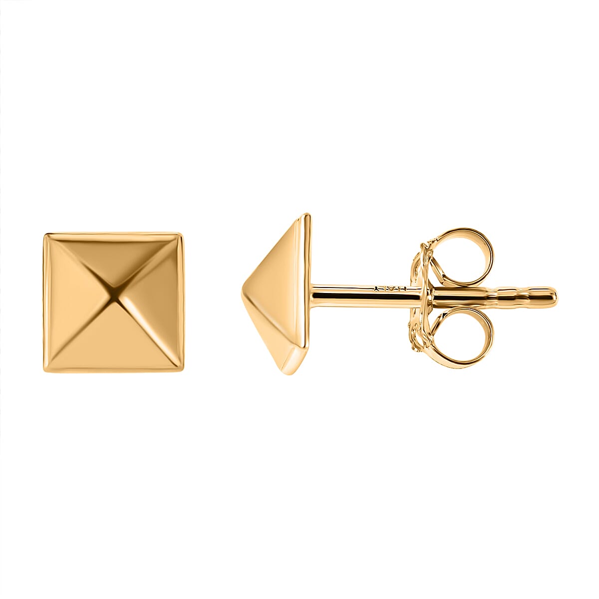Italian Made 9K Yellow Gold Pyramid Earrings (with Push Back)