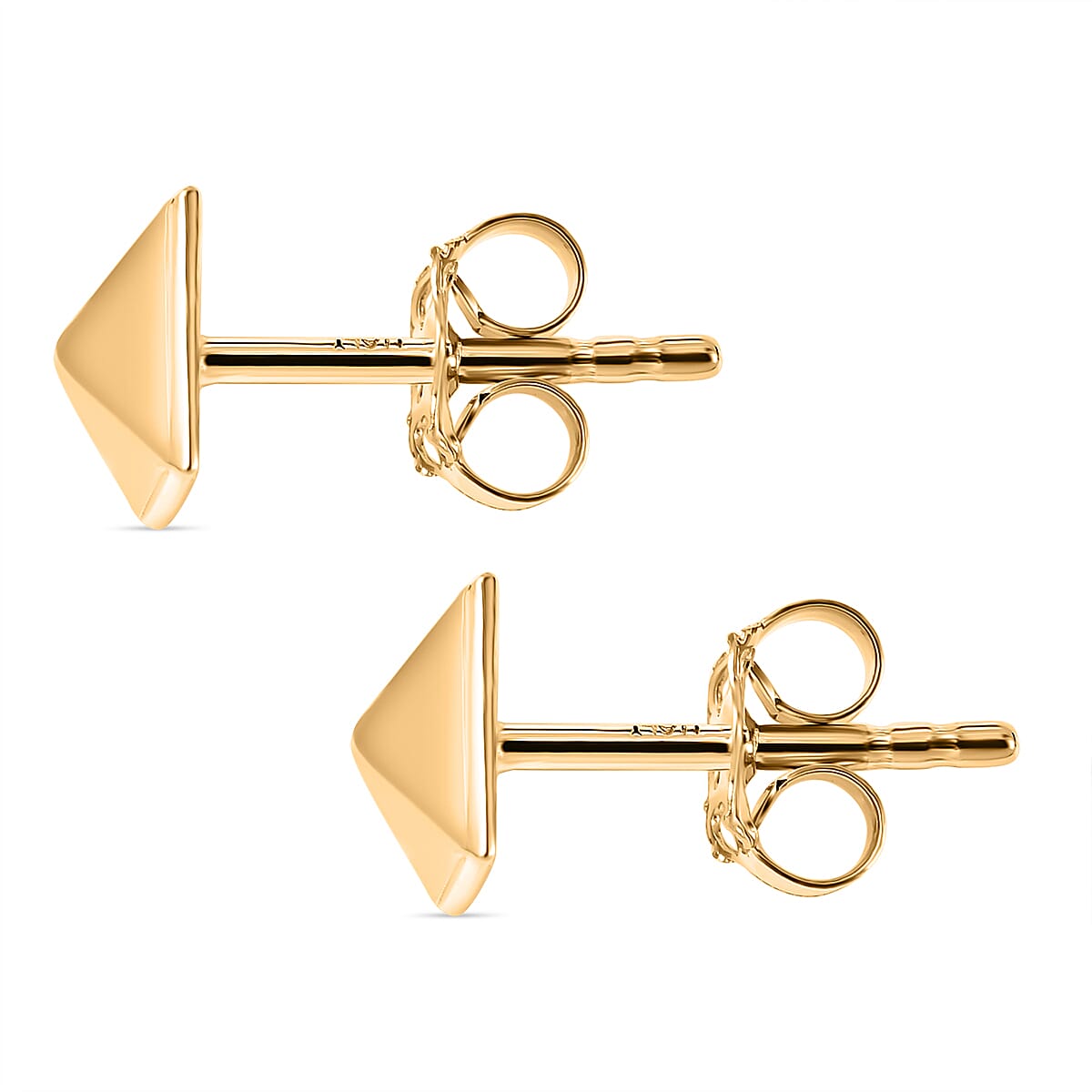 Italian Made 9K Yellow Gold Pyramid Earrings (with Push Back)