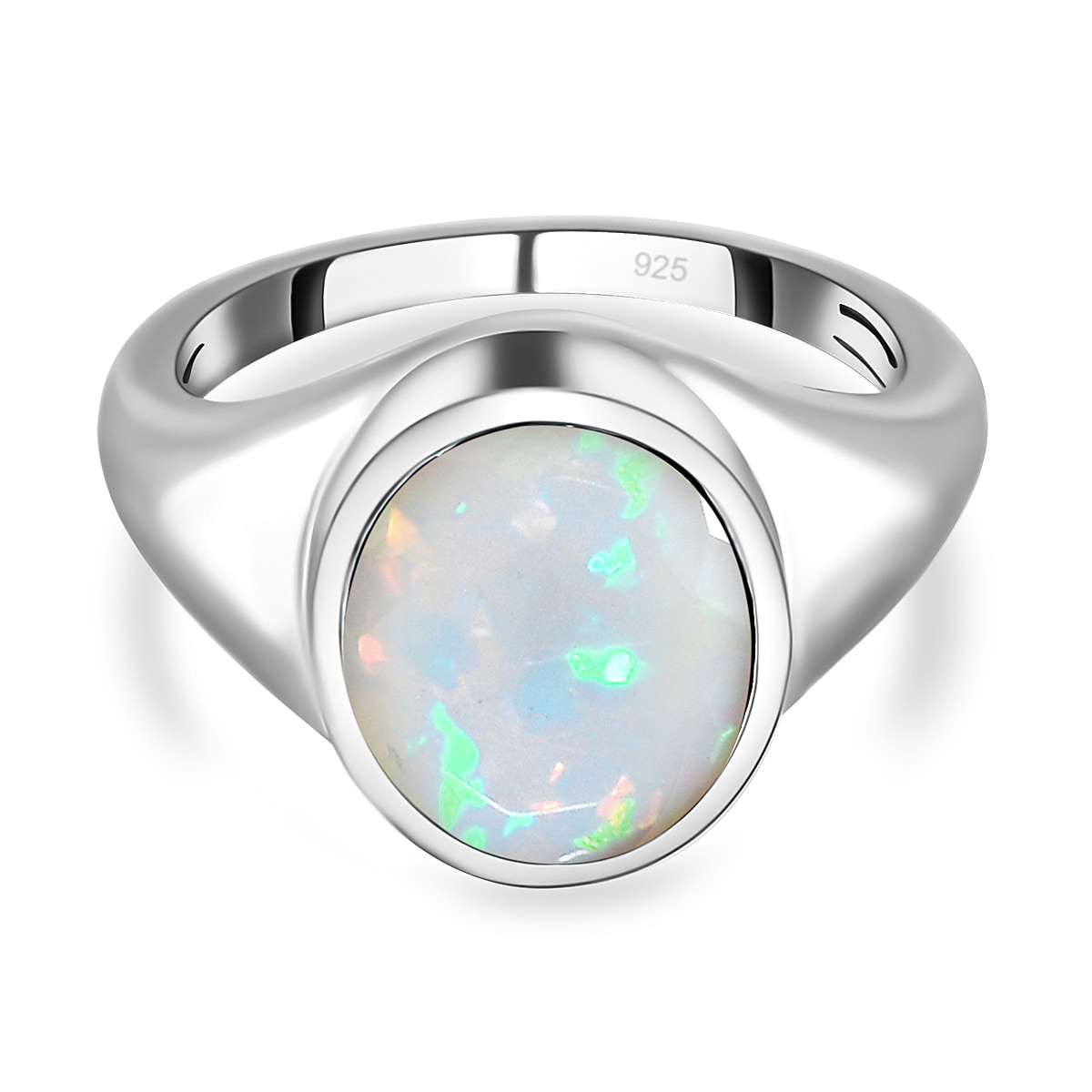 Ethiopian Welo Opal Solitaire Ring in Platinum Overlay Sterling Silver 2.10 Ct