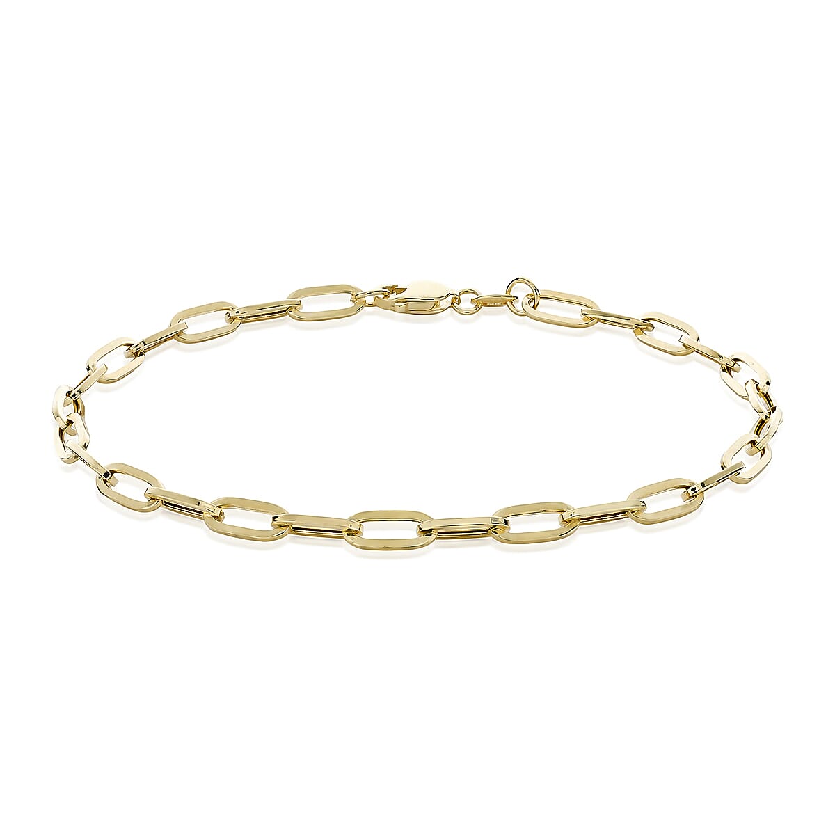 9K Yellow Gold 3.5mm Paper Chain Bracelet 7.5 Inch