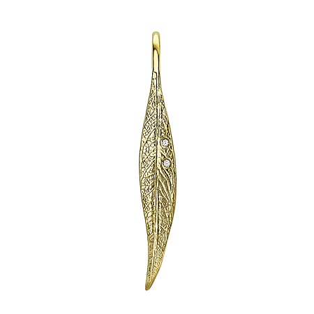 9K Yellow Gold Combodian Zircon 4.5 mm x 33mm Leaf Pendant