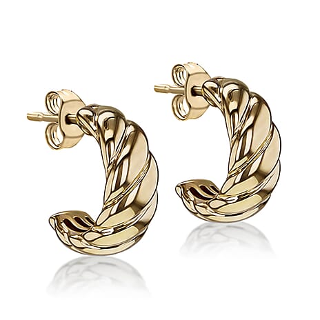 9K Yellow Twist Half Hoop Earring