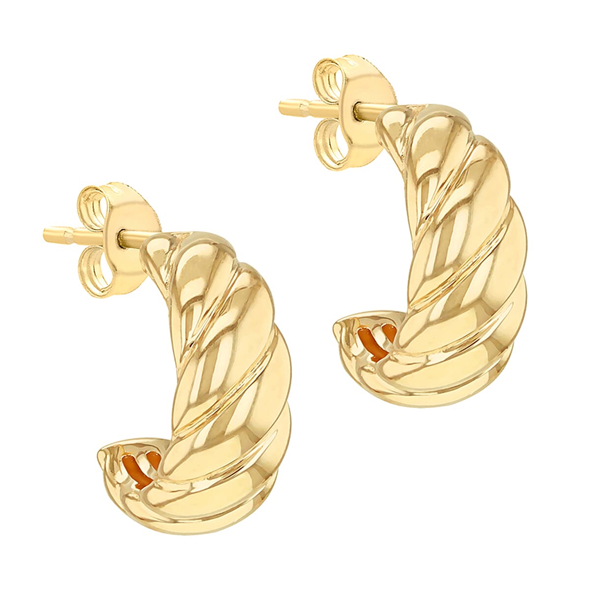 9K Yellow Twist Half Hoop Earring