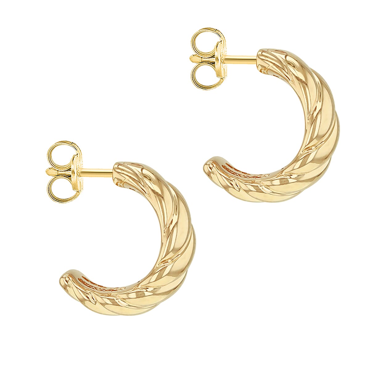 9K Yellow Twist Half Hoop Earring