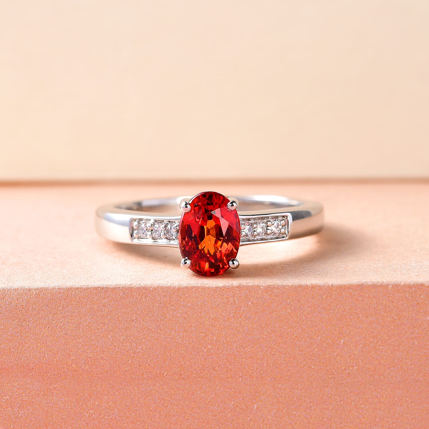 RHAPSODY 950 Platinum AAAA Red Sapphire and Diamond (VS-E-F) Ring 1.20 Ct, Platinum Wt. 5.16 Gms