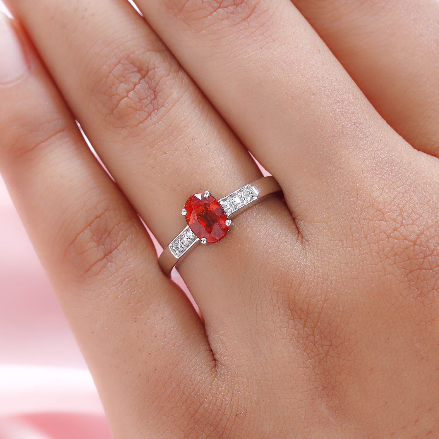 RHAPSODY 950 Platinum AAAA Red Sapphire and Diamond (VS-E-F) Ring 1.20 Ct, Platinum Wt. 5.16 Gms