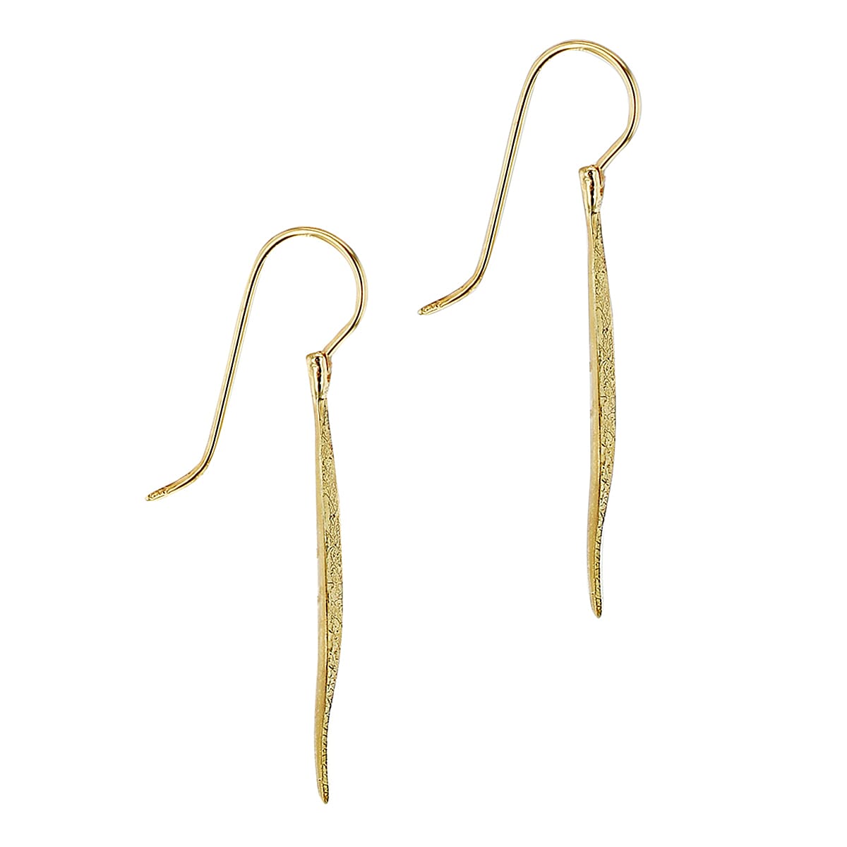 9K Yellow Gold Combodian Zircon 4.5 mm x 39mm Leaf Drop Earrings