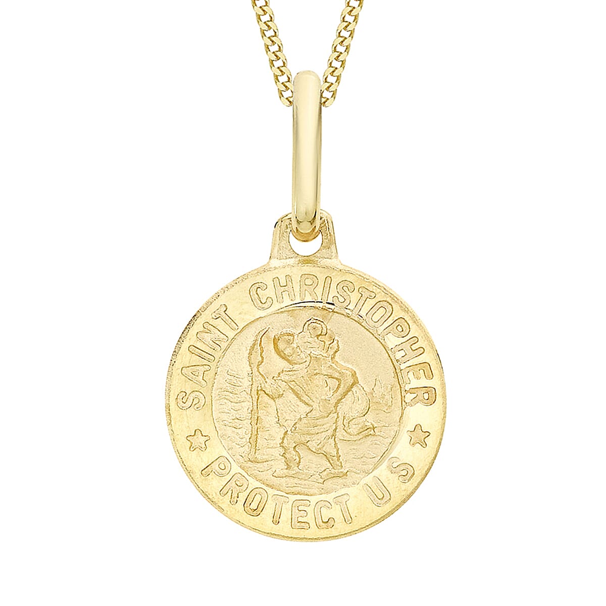 9K Yellow Gold 12 mm x 19.5mm Saint Christopher Round Satin Pendant