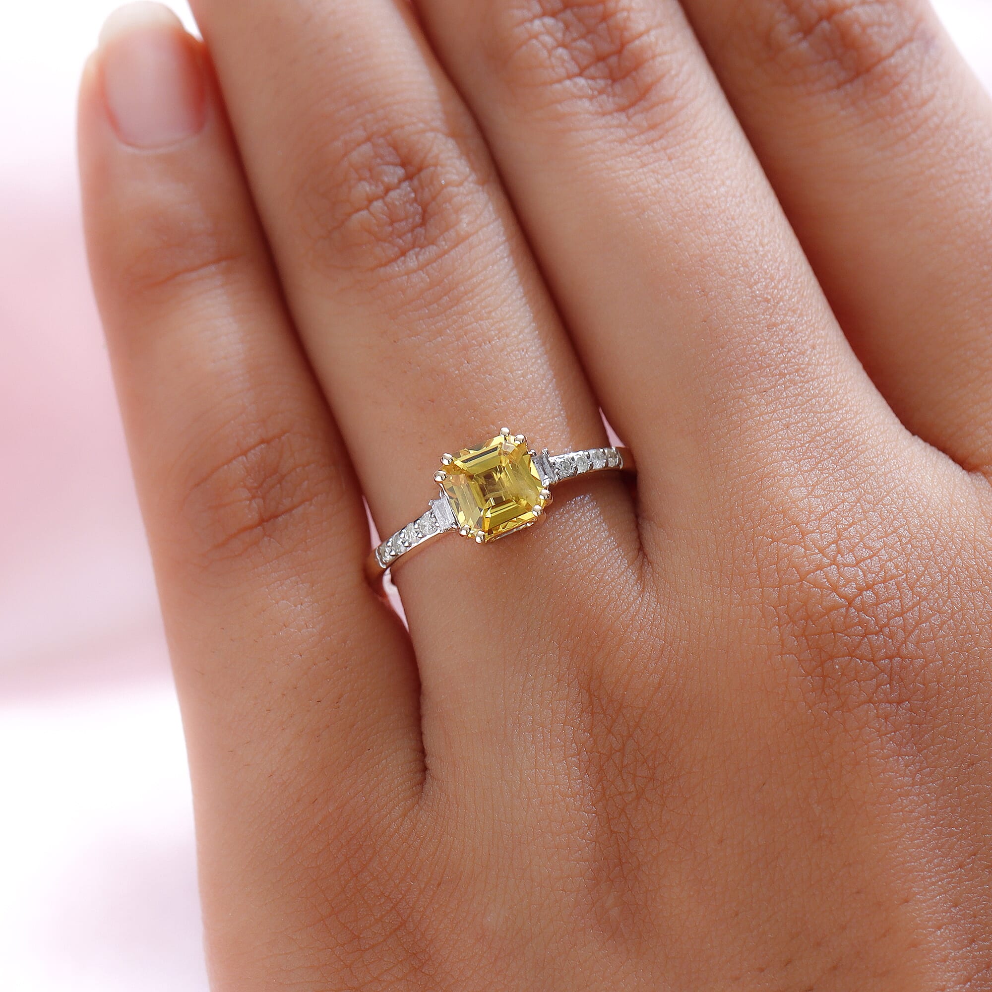 9K Yellow Gold Yellow Sapphire and Diamond Ring 1.44 Ct.