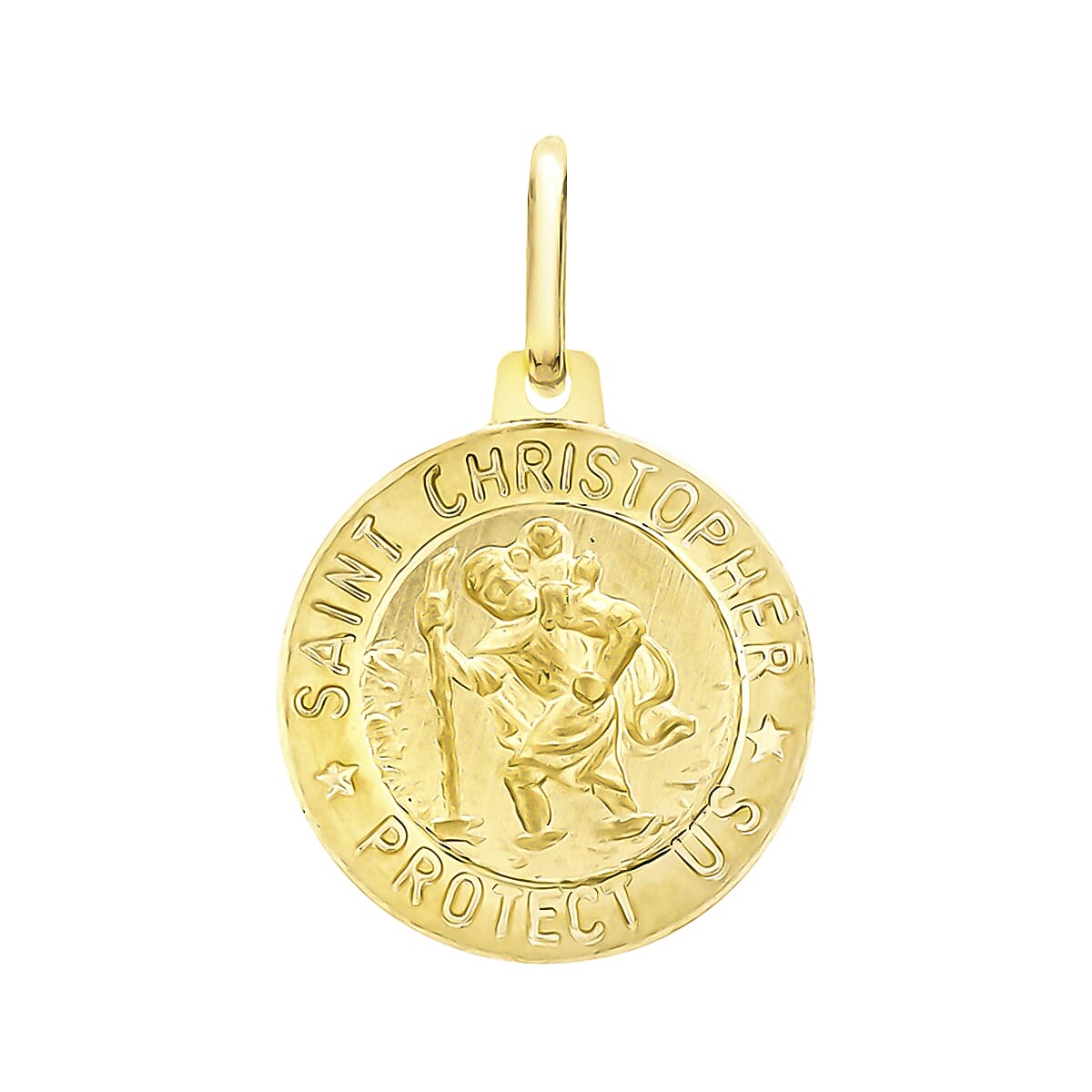 9K Yellow Gold 15 mm x 23mm Saint Christopher Round Satin Pendant