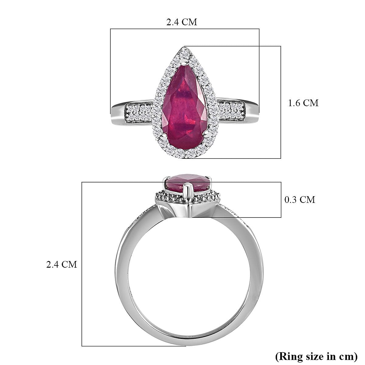 African Ruby & Moissanite Ring in Platinum Overlay Sterling Silver 3.61 Ct. African Ruby & Moissanite Ring in Platinum Overlay Sterling Silver 3.61 Ct.